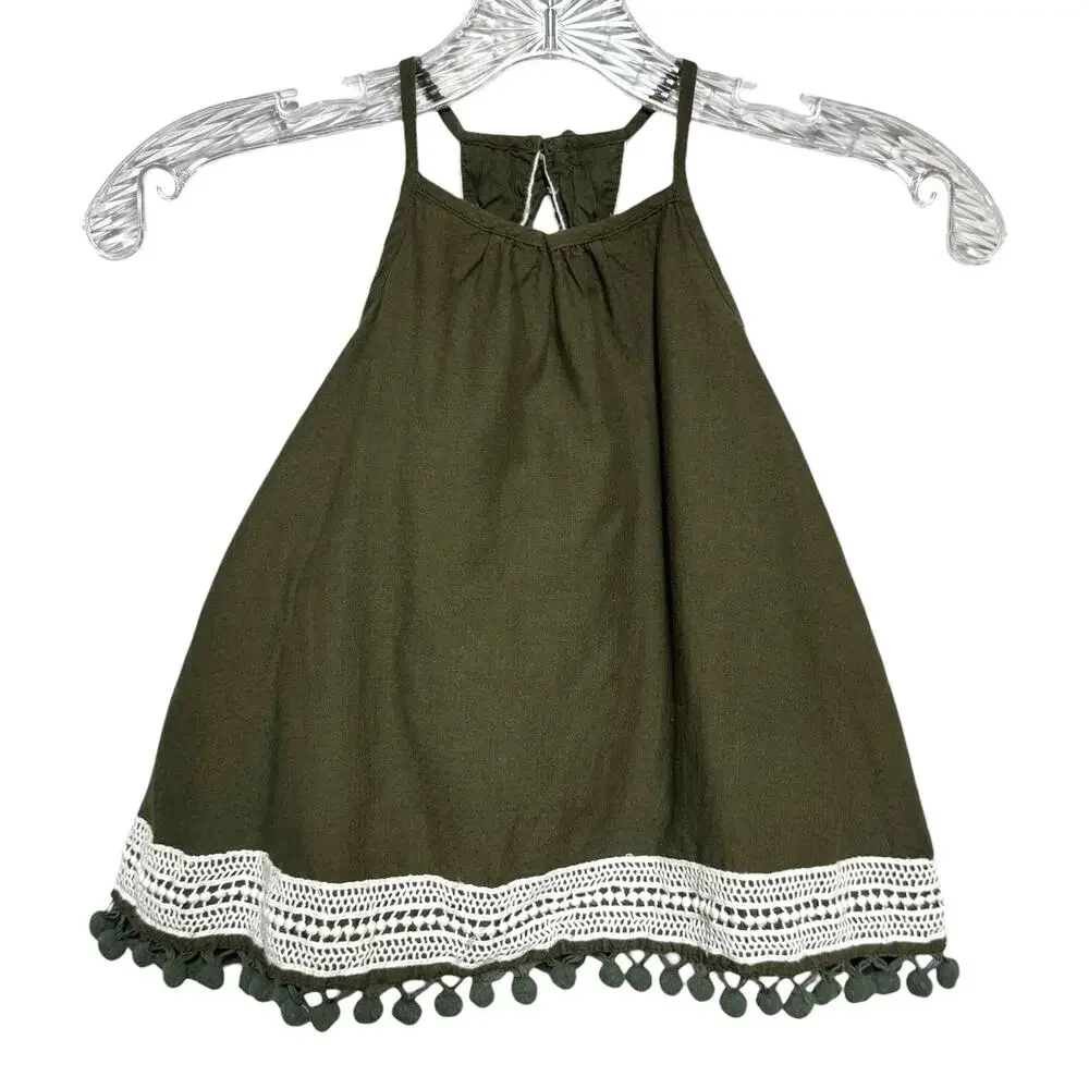 Tommy Bahama Sleeveless Cotton Dress Olive Green White 18mo